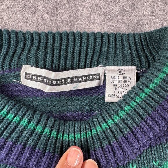 Fenn Wright & Manson XL Blue Striped Oversized Chunky Knit Sweater - Picture 2 of 7